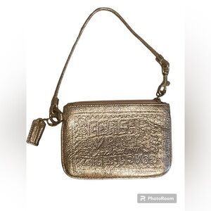 Coach x Poppy Wristlet in Metallic Gold